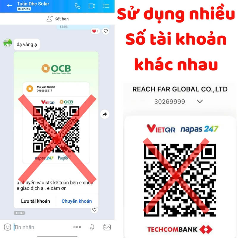 Sử dụng nhiều Số tài khoản ngân hàng khác nhau